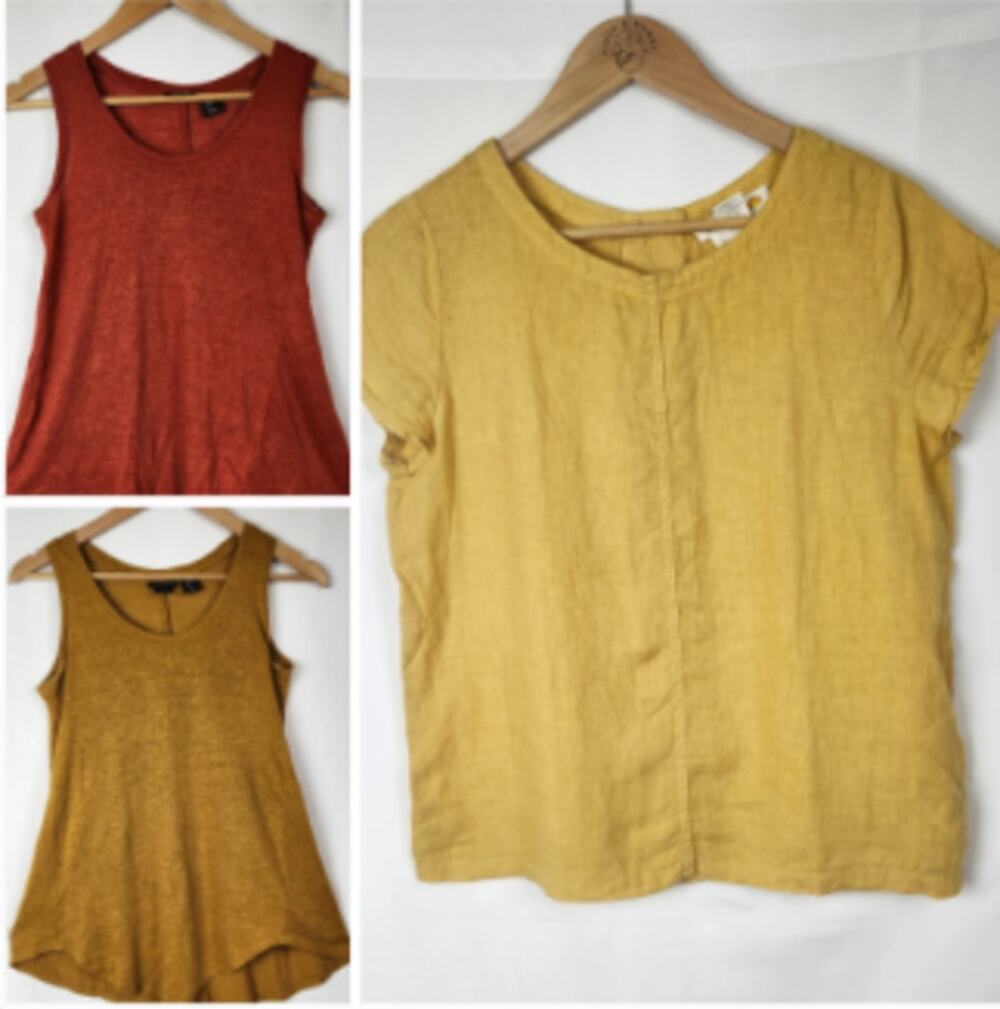 Lot of 3 100% Linen Tops C&C California Tahari Women's XS Summer Sleeveless S/S